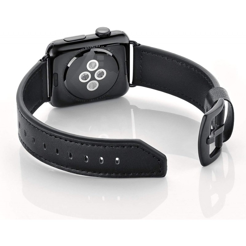 Ανταλλακτικό λουράκι QuickFit Herms Leather Apple Watch 1/2/3/4/5/6/SE/7 (38/40/41mm) Black