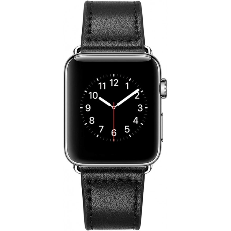 Ανταλλακτικό λουράκι QuickFit Herms Leather Apple Watch 1/2/3/4/5/6/SE/7 (38/40/41mm) Black