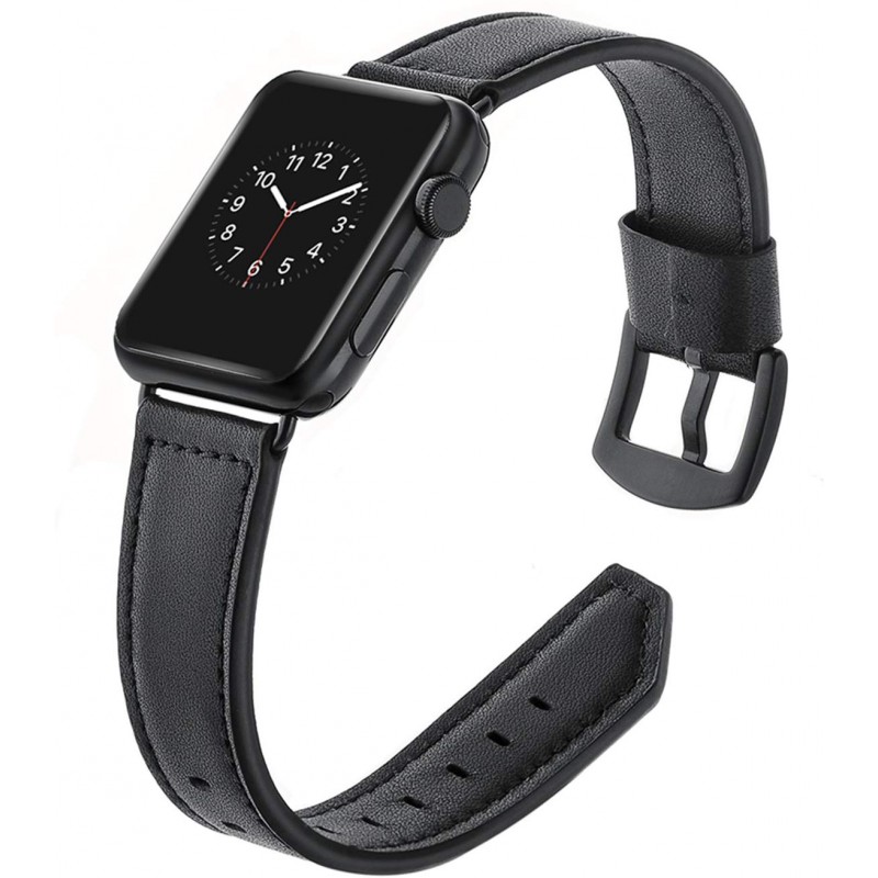 Ανταλλακτικό λουράκι QuickFit Herms Leather Apple Watch 1/2/3/4/5/6/SE/7 (38/40/41mm) Black