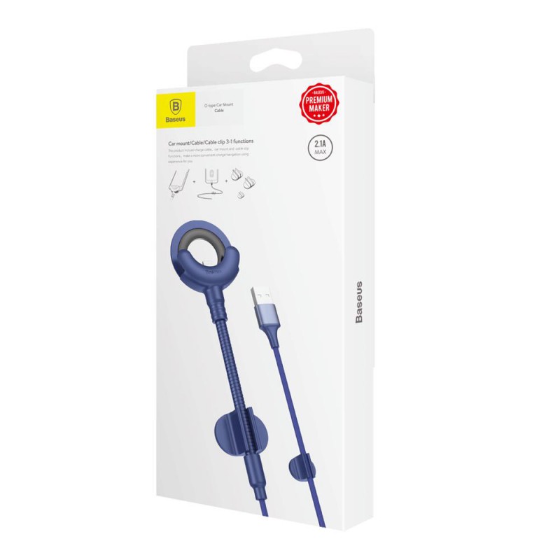 Καλώδιο Data & Βάση Αυτοκινήτου Baseus O-Type USB to Lightning 0.8m Blue (CALOX-03)