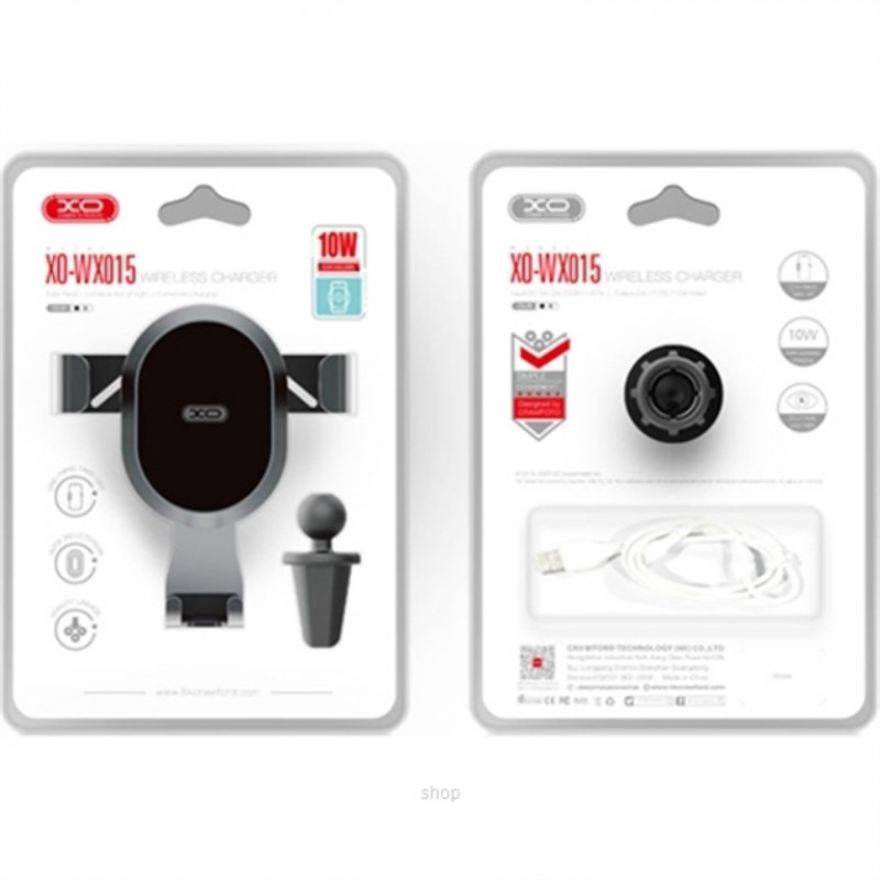 Βάση Αυτοκινήτου Ασύρματης Φόρτισης XO Air Vent Mount & Wireless Inductive Charger 10W Qi WX015 Black