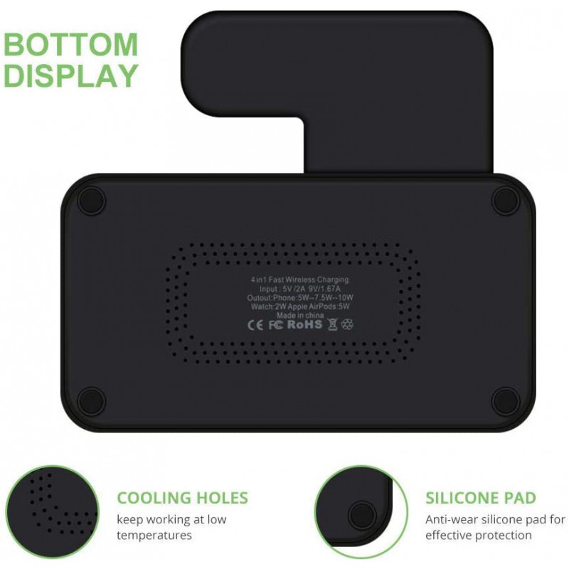 Βάση Ασύρματης Φόρτισης Explosion W30 Qi Foldable Wireless Multi Dock 4in1 for Airpods,Apple Pen,Apple Watch & Smartphones Black