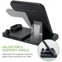 Βάση Ασύρματης Φόρτισης Explosion W30 Qi Foldable Wireless Multi Dock 4in1 for Airpods,Apple Pen,Apple Watch & Smartphones Black