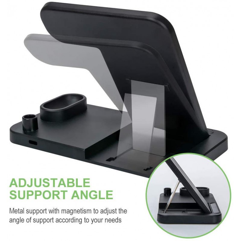 Βάση Ασύρματης Φόρτισης Explosion W30 Qi Foldable Wireless Multi Dock 4in1 for Airpods,Apple Pen,Apple Watch & Smartphones Black