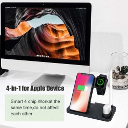 Βάση Ασύρματης Φόρτισης Explosion W30 Qi Foldable Wireless Multi Dock 4in1 for Airpods,Apple Pen,Apple Watch & Smartphones Black