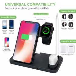 Βάση Ασύρματης Φόρτισης Explosion W30 Qi Foldable Wireless Multi Dock 4in1 for Airpods,Apple Pen,Apple Watch & Smartphones Black
