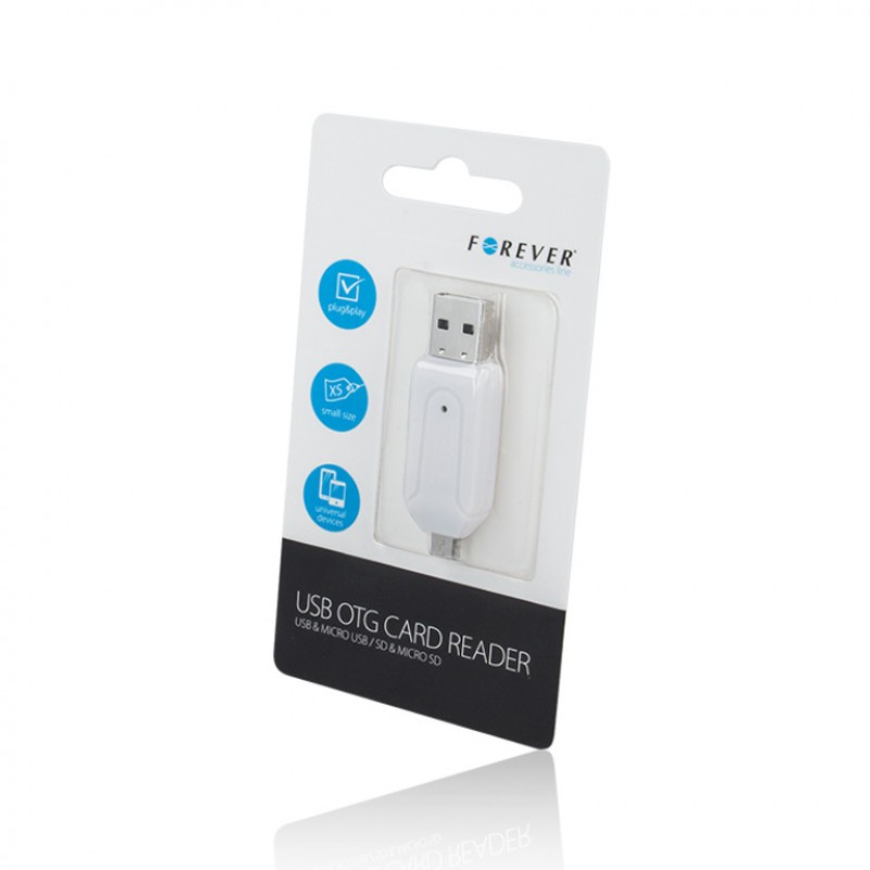 Αντάπτορας Forever OTG USB-A to MicroUSB Card Reader SD/MicroSD White