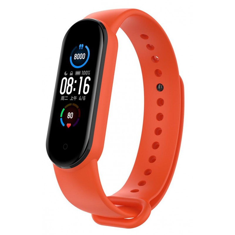 Ανταλλακτικό λουράκι Xiaomi Mi Band 5/6 with Anti-Lost Ring Silicone Orange
