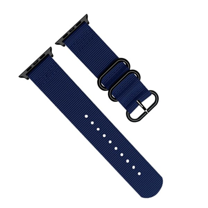 Ανταλλακτικό λουράκι QuickFit Nylon Apple Watch 1/2/3/4/5/6/SE/7 (38/40/41mm) Three Buckle Blue
