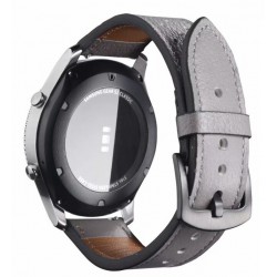 Ανταλλακτικό λουράκι Leather Grey για Samsung Galaxy Watch3(45mm)/Watch(46mm)/Huawei Watch 3 (46mm)/ Watch 3 Pro (48mm)/GT 2/Pro/Honor GS Pro/Amazfit GTR 3 (46mm)/GTR 3 Pro/GTR(47mm)/ Stratos 3(48mm) (22mm)
