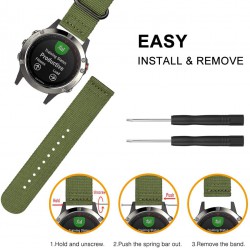 Ανταλλακτικό λουράκι QuickFit Nylon Garmin Fenix 5/5 Plus/6/6 Pro/7/Forerunner 945/935 Three Buckle Green (22mm)
