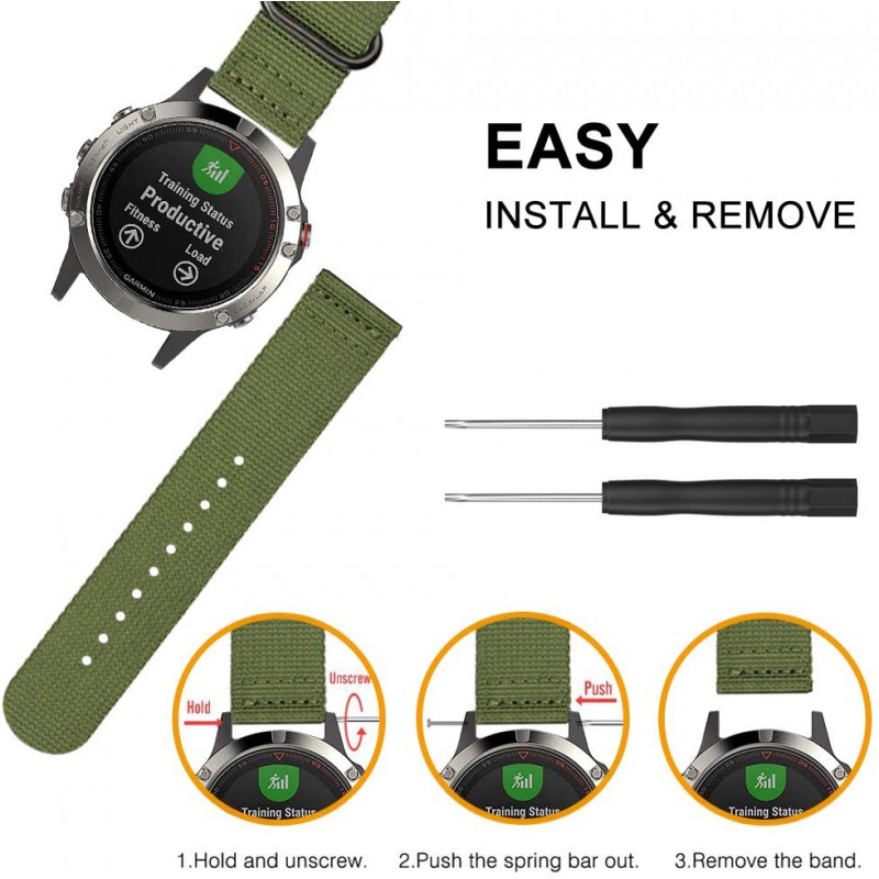 Ανταλλακτικό λουράκι QuickFit Nylon Garmin Fenix 5/5 Plus/6/6 Pro/7/Forerunner 945/935 Three Buckle Green (22mm)