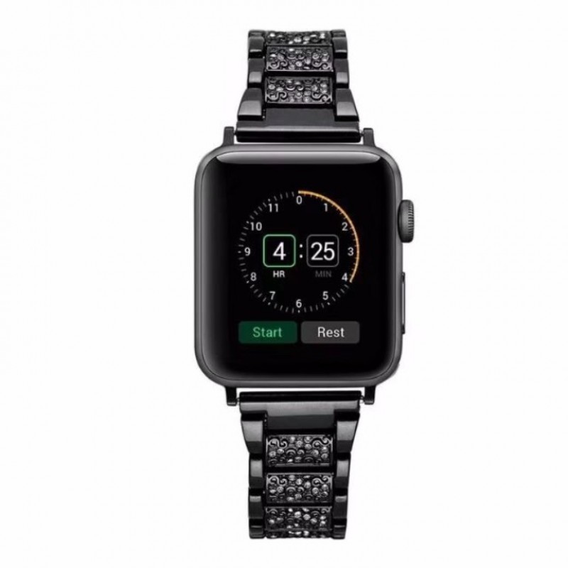Ανταλλακτικό λουράκι QuickFit Apple Watch 1/2/3/4/5/6/SE/7/8 (42/44/45/49mm) Stainless Steel Diamond Black Ανταλλακτικό λουράκι QuickFit Apple Watch 1/2/3/4/5/6/SE/7/8 (42/44/45/49mm) Stainless Steel Diamond Black