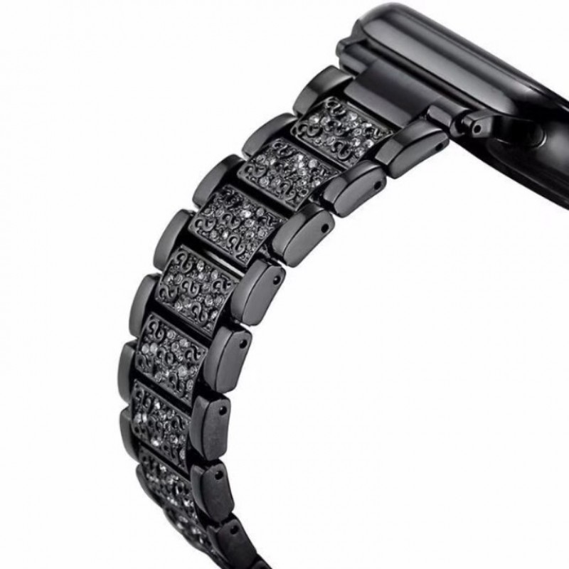 Ανταλλακτικό λουράκι QuickFit Apple Watch 1/2/3/4/5/6/SE/7/8 (42/44/45/49mm) Stainless Steel Diamond Black Ανταλλακτικό λουράκι QuickFit Apple Watch 1/2/3/4/5/6/SE/7/8 (42/44/45/49mm) Stainless Steel Diamond Black