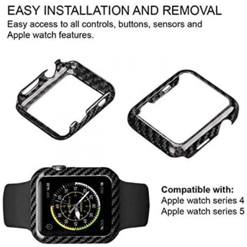 Θήκη Shockproof Cover Apple Watch 4/5/5/SE (44mm) TPU Carbon Fiber Black Θήκη Shockproof Cover Apple Watch 4/5/5/SE (44mm) TPU Carbon Fiber Black