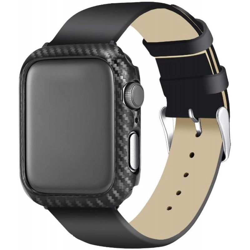 Θήκη Shockproof Cover Apple Watch 4/5/5/SE (44mm) TPU Carbon Fiber Black Θήκη Shockproof Cover Apple Watch 4/5/5/SE (44mm) TPU Carbon Fiber Black