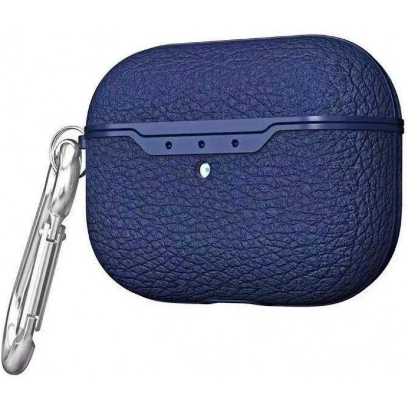 Θήκη Leather Apple Airpods Pro 1 / 2 Litchy Pattern Blue
