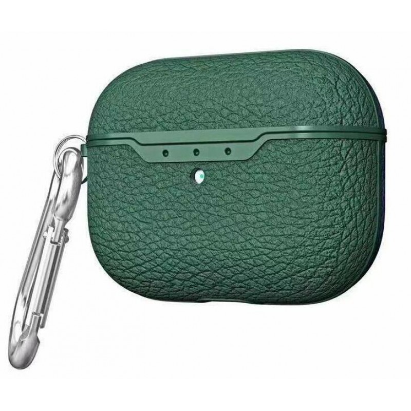 Θήκη Leather Apple Airpods Pro 1 / 2 Litchy Pattern Green