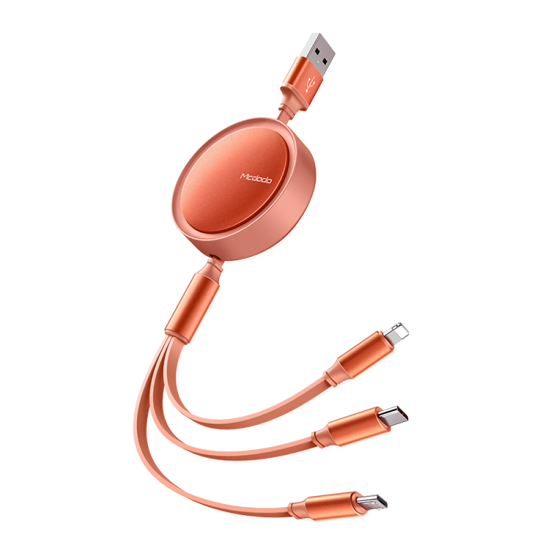 Καλώδιο Mcdodo Ανασυρόμενο 3in1 CA-7252 USB to Lightning/Type C/microUSB 1.2m Orange