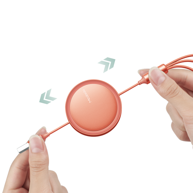 Καλώδιο Mcdodo Ανασυρόμενο 3in1 CA-7252 USB to Lightning/Type C/microUSB 1.2m Orange