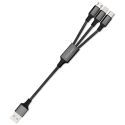 Καλώδιο Data 4smarts 3in1 USB to Lightning/Type-C/Micro USB 2.4A 20cm Black (4S468745)