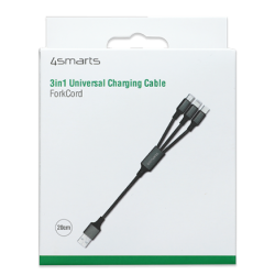 Καλώδιο Data 4smarts 3in1 USB to Lightning/Type-C/Micro USB 2.4A 20cm Black (4S468745)