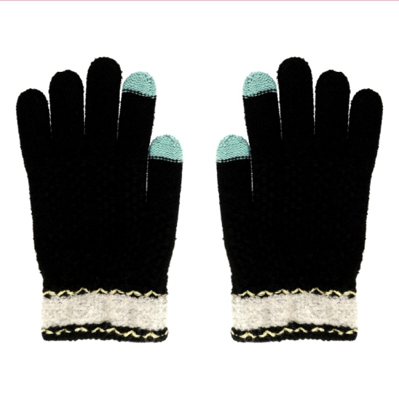 Γάντια για οθόνες αφής Smart Gloves with Flowers Black (One Size)
