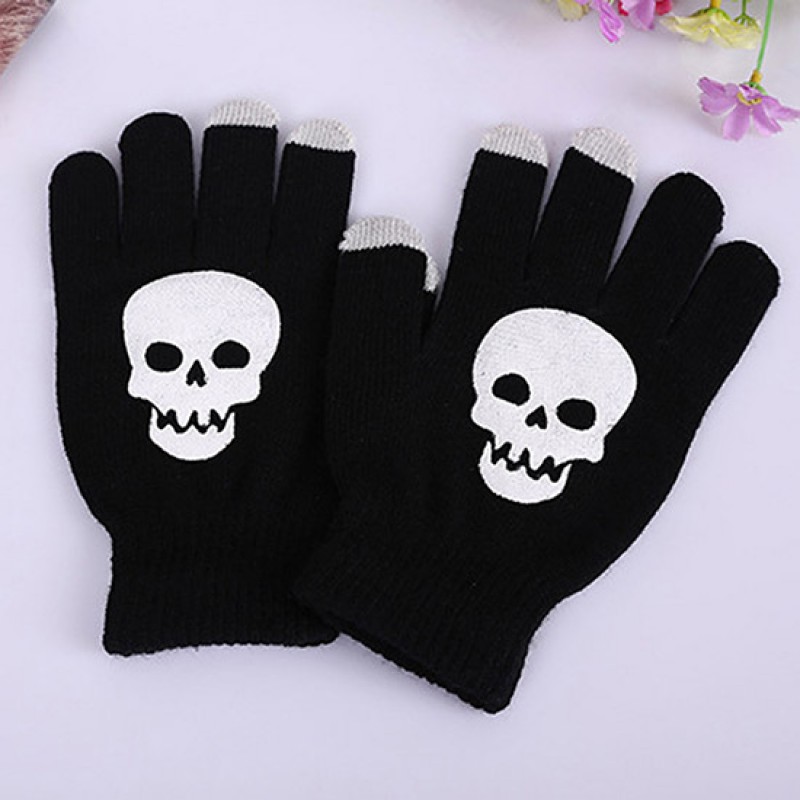 Γάντια για οθόνες αφής Smart Gloves with Skull Black (One Size)
