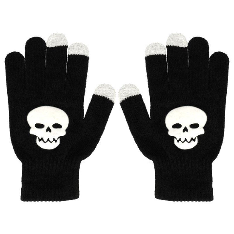 Γάντια για οθόνες αφής Smart Gloves with Skull Black (One Size)