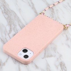 Θήκη TPU Apple iPhone 13 (6.1") with Pink Strap Neck Cord Pink