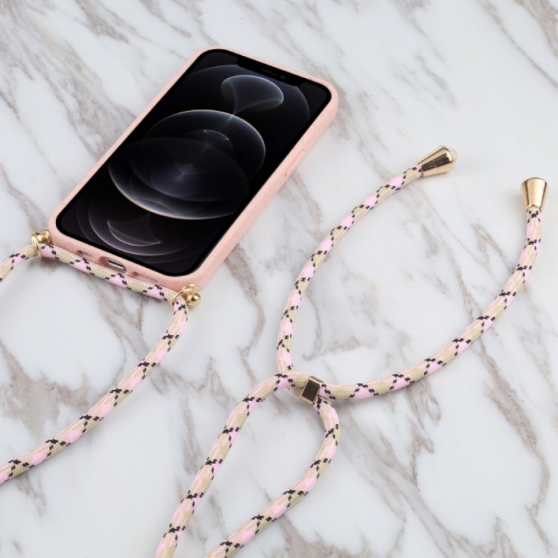 Θήκη TPU Apple iPhone 13 (6.1") with Pink Strap Neck Cord Pink
