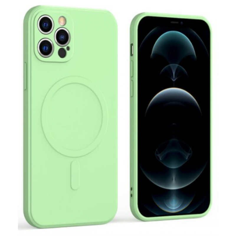 Θήκη Real Smooth Silicone Magsafe Apple iPhone 13 Pro (6.1") Light Green