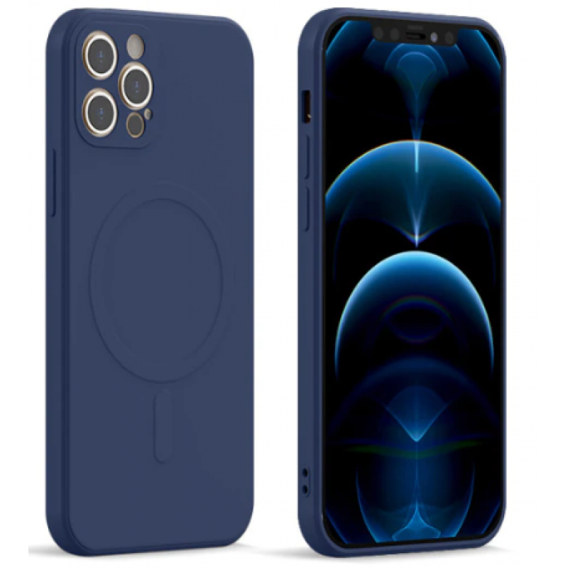Θήκη Real Smooth Silicone Magsafe Apple iPhone 12 Pro Max (6.7") Blue