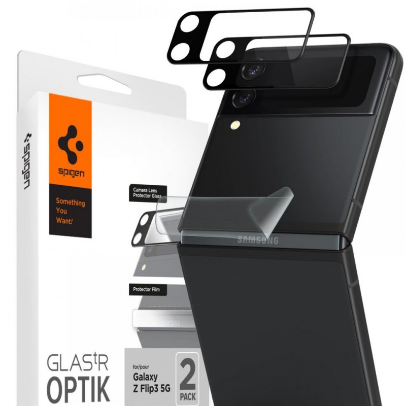 Γυαλί Προστασίας Spigen Glass FC & Hinge Film Samsung Galaxy Z Flip3 5G SM- F711B Full Screen Cover Black (AGL03155)