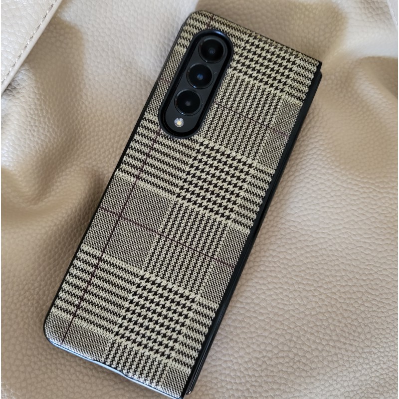Θήκη Samsung Flip Cover PU leather & Velvet Pouch Galaxy Z Fold3 5G SM-F926 Burberry Style 