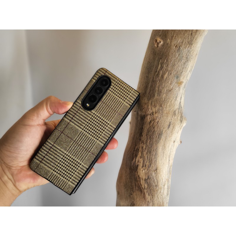Θήκη Samsung Flip Cover PU leather & Velvet Pouch Galaxy Z Fold3 5G SM-F926 Burberry Style 