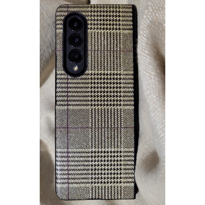Θήκη Samsung Flip Cover PU leather & Velvet Pouch Galaxy Z Fold3 5G SM-F926 Burberry Style 