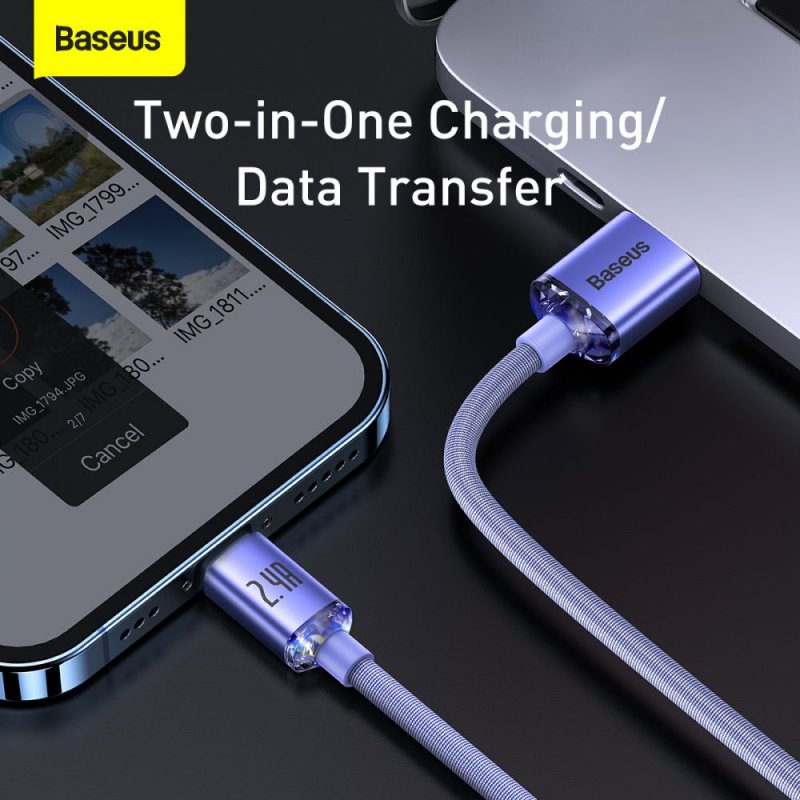 Καλώδιο Data Baseus Crystal Shine USB to Lightning 1.2m Purple (CAJY000005)