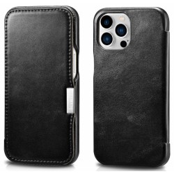 Θήκη iCarer Leather Wallet Apple iPhone 13 Pro (6.1″) Side-Open Black