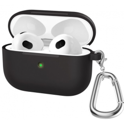 Θήκη Airpods 3 Silicone Silicone Protective Cover with Carabiner Black