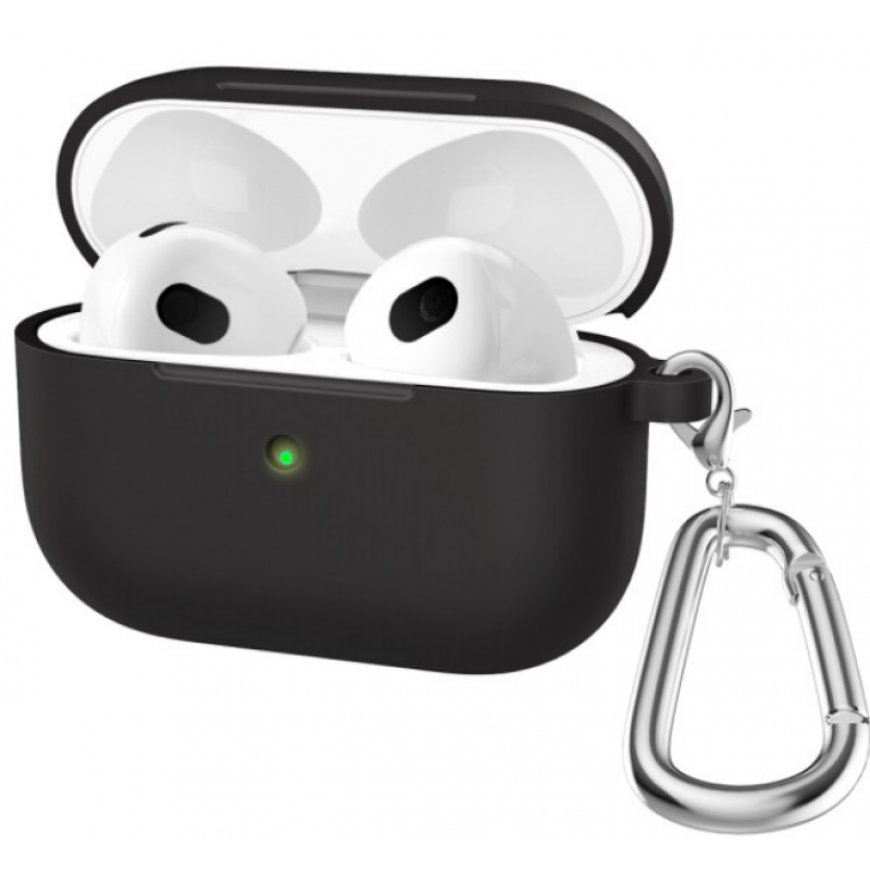 Θήκη Airpods 3 Silicone Silicone Protective Cover with Carabiner Black