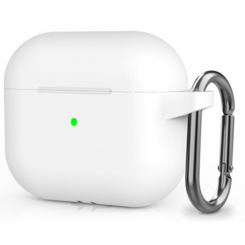 Θήκη Airpods 3 Silicone Silicone Protective Cover with Carabiner White