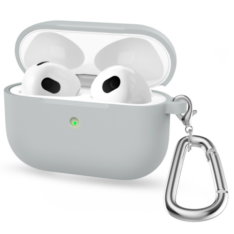 Θήκη Airpods 3 Silicone Silicone Protective Cover with Carabiner Light Grey