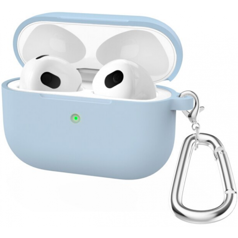 Θήκη Airpods 3 Silicone Silicone Protective Cover with Carabiner Light Blue