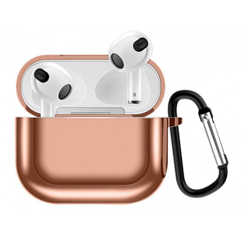 Θήκη TPU Airpods 3 Soft Electroplated & Carabiner Bronze