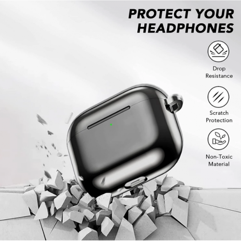 Θήκη TPU Airpods 3 Soft Electroplated & Carabiner Blue