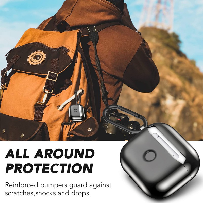 Θήκη TPU Airpods 3 Soft Electroplated & Carabiner Blue