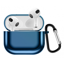 Θήκη TPU Airpods 3 Soft Electroplated & Carabiner Blue Θήκη TPU Airpods 3 Soft Electroplated & Carabiner Blue