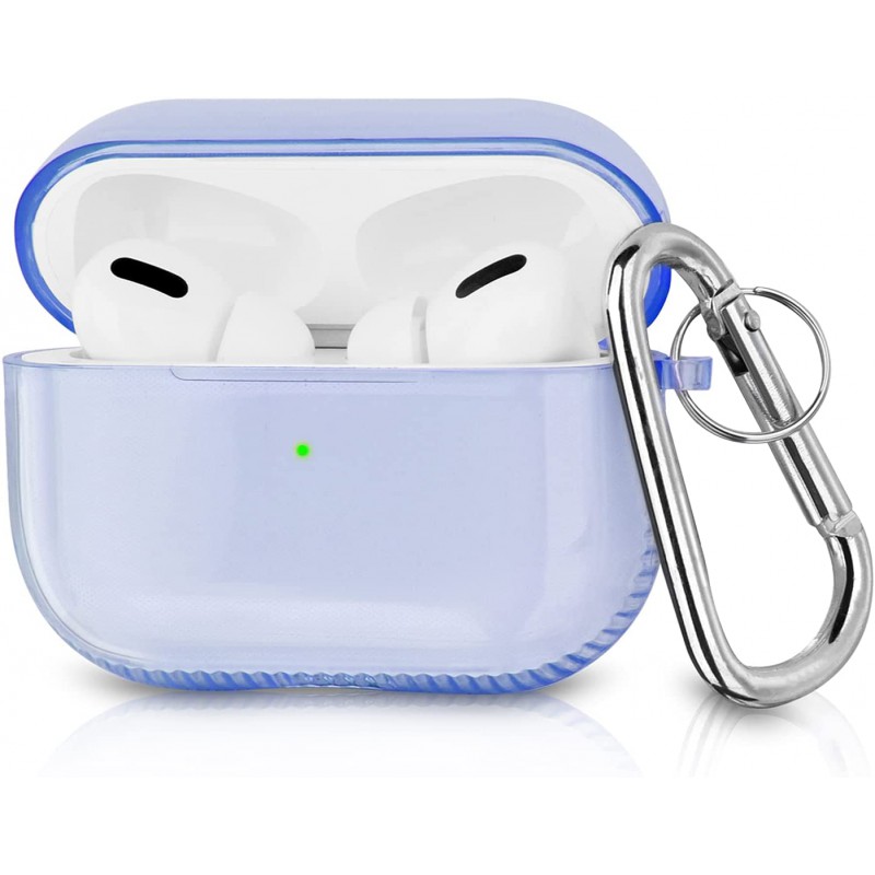 Θήκη TPU Airpods 3 Shockproof & Carabiner Blue Clear