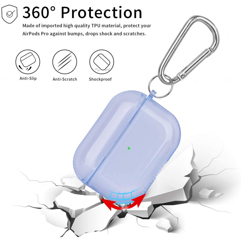 Θήκη TPU Airpods 3 Shockproof & Carabiner Blue Clear